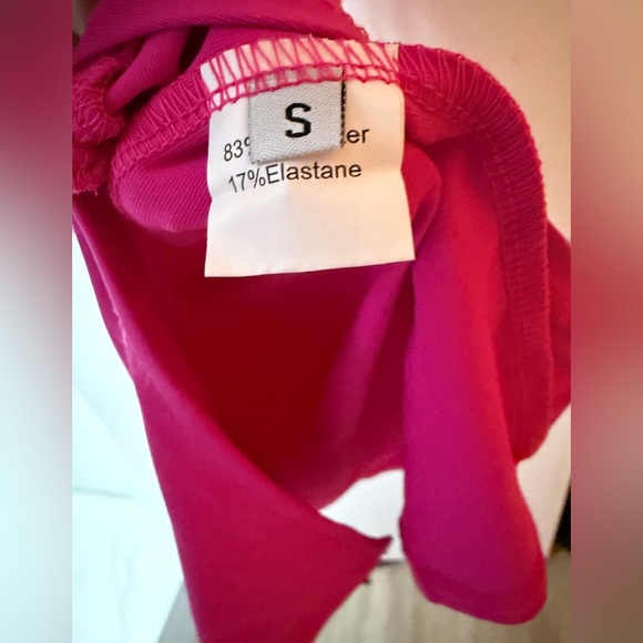 SHEIN Bright Pink High-Neck Split Mini Dress NWOT - Picture 6 of 7